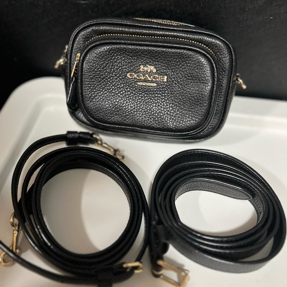 Coach Mini Convertible Belt Bag Black and Gold